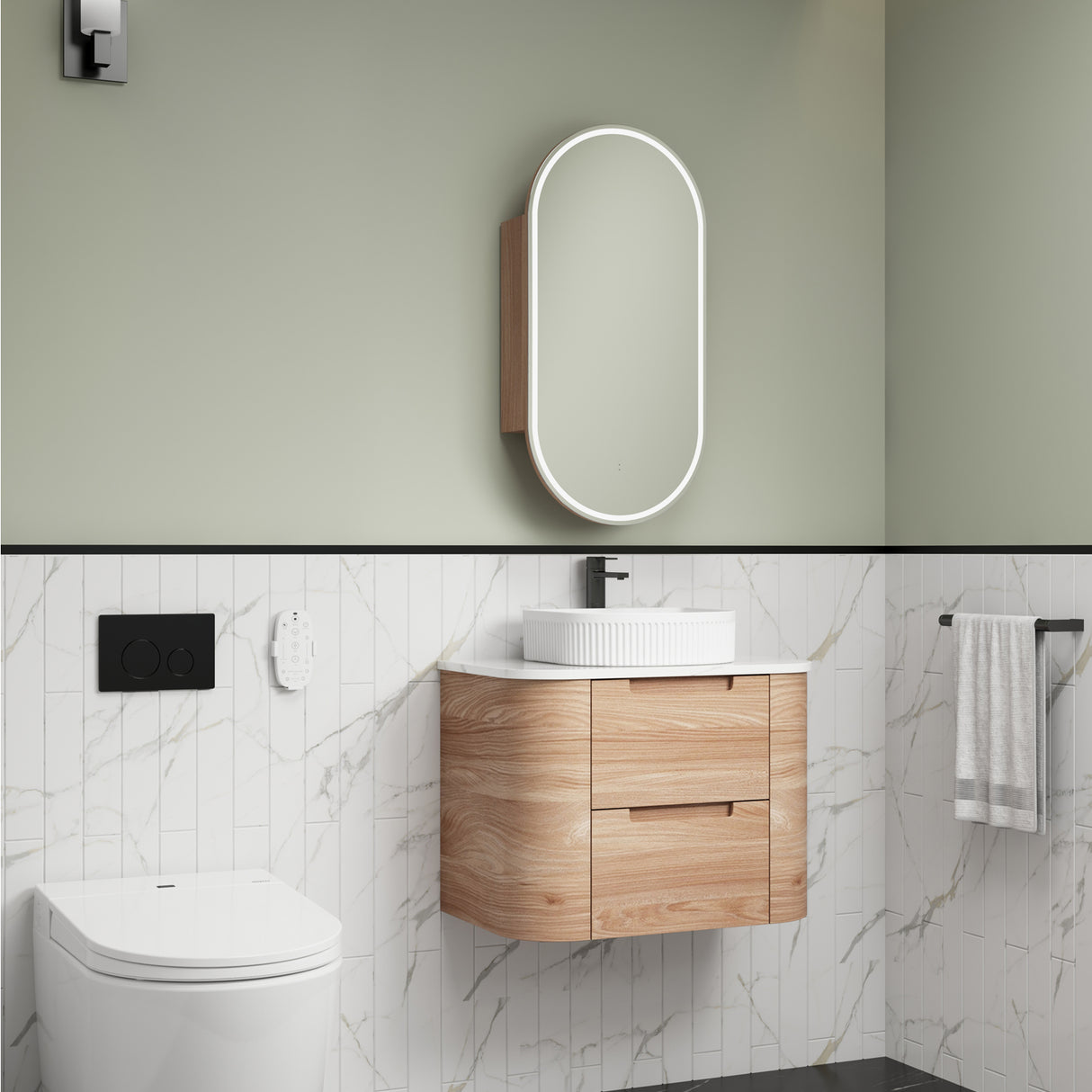 Briony Wall Hung Curve Vanity Mia Oak (All Size)