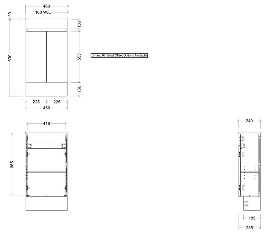 Timberline ENSUITE Single Bowl Floor Standing Vanity (All Sizes)