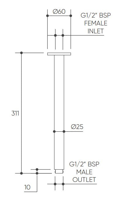 Elanna Ceiling Arm 300 drawing