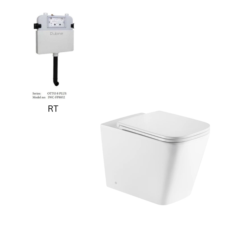 Enox99 Rimless Wall Faced Floor Toilet Pan (Gloss White)