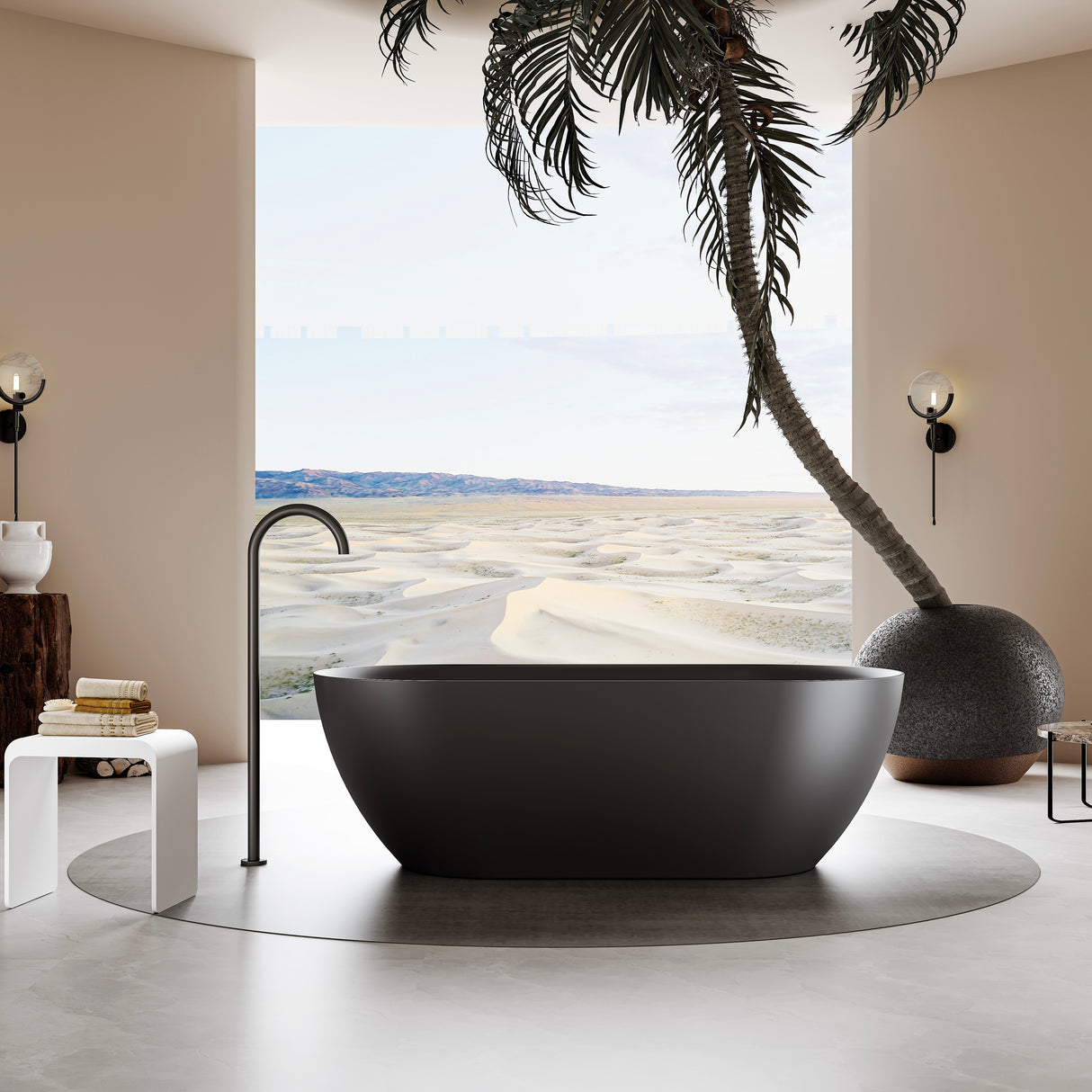 Ellips Slim Acrylic Free Standing None Overflow Bathtub LK-EL