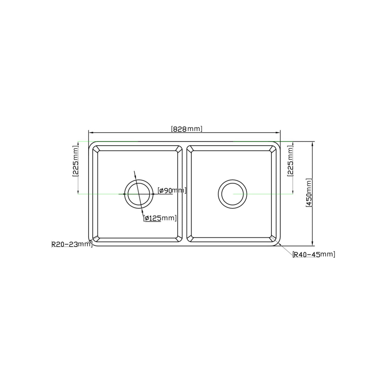 Greenwich Fireclay Kitchen Sink 838x457x255mm