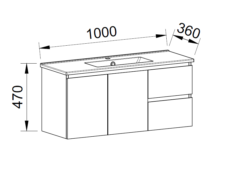 Timberline FLORIDA ENSUITE Single Bowl Wall Hung Vanity (All Sizes)