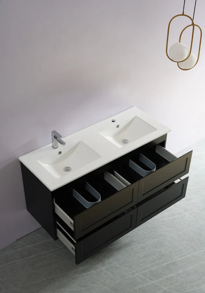 Fremantle PVC Wall Hung Cabinet Vanity 1200mm (Matte Black) (Single/Double Bowl)