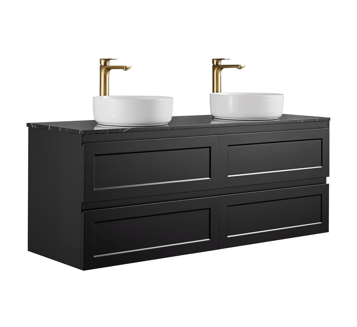 Fremantle PVC Wall Hung Cabinet Vanity 1500mm (Matte Black) (Single/Double Bowl)