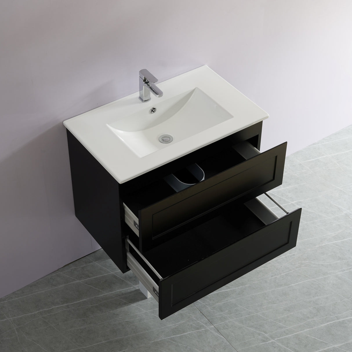 Fremantle PVC Wall Hung Cabinet Vanity 750mm (Matte Black)