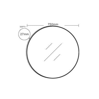 Aluminum Framed Round Mirror 600/750/900mm - Brushed Gold