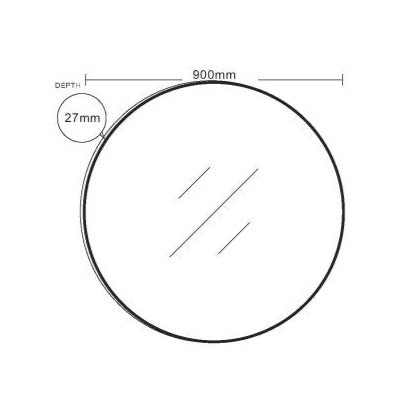 Aluminum Framed Round Mirror 600/750/900mm - Brushed Gold