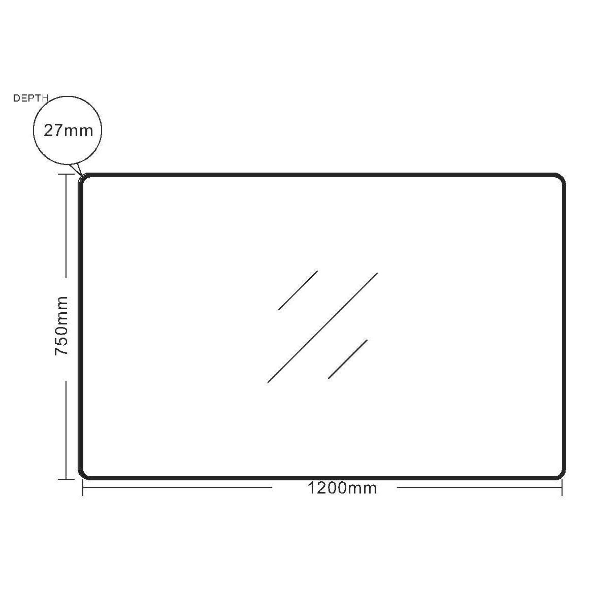 Aluminum Rectangular Framed Mirror 1200x750mm - Brushed Gold