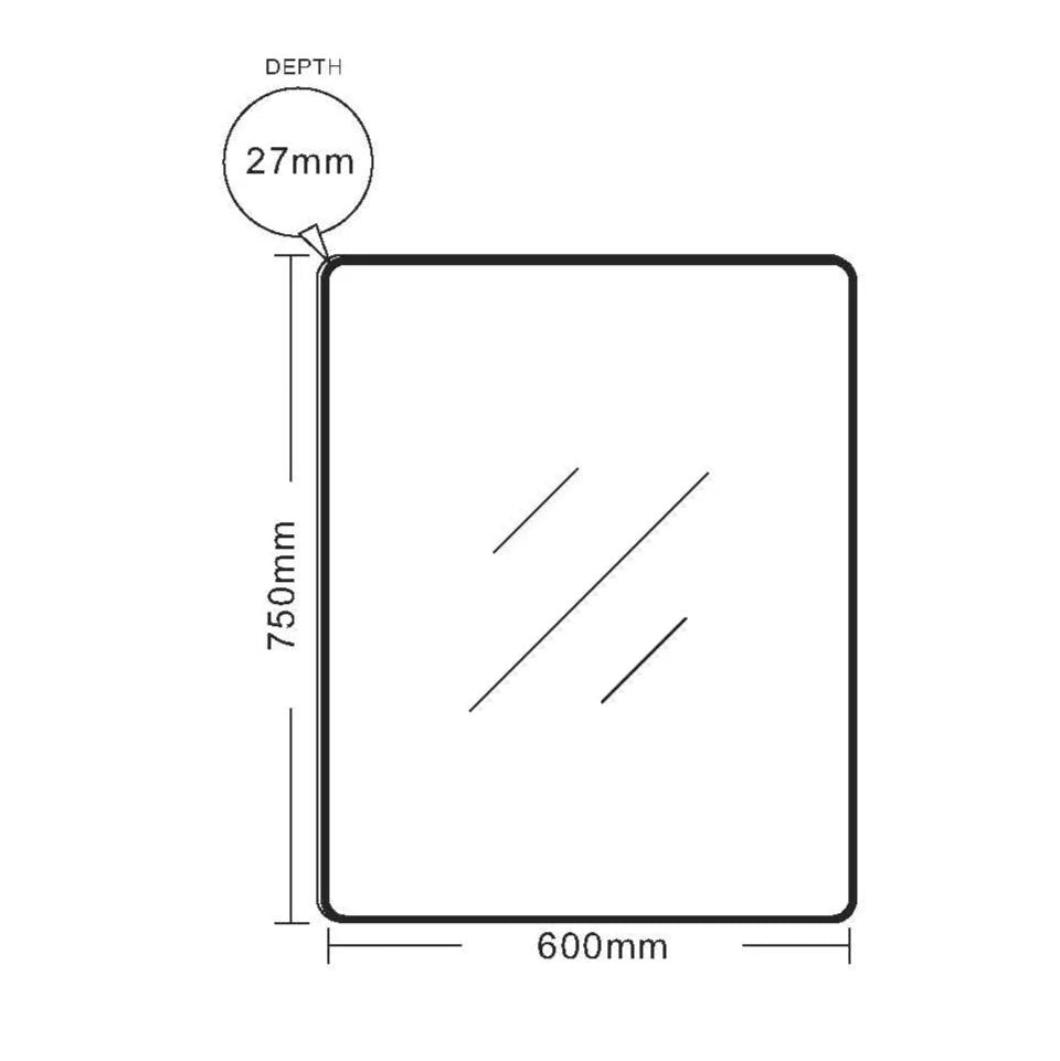 Aluminum Framed Rectangular Mirror 600x750mm - Brushed Gold