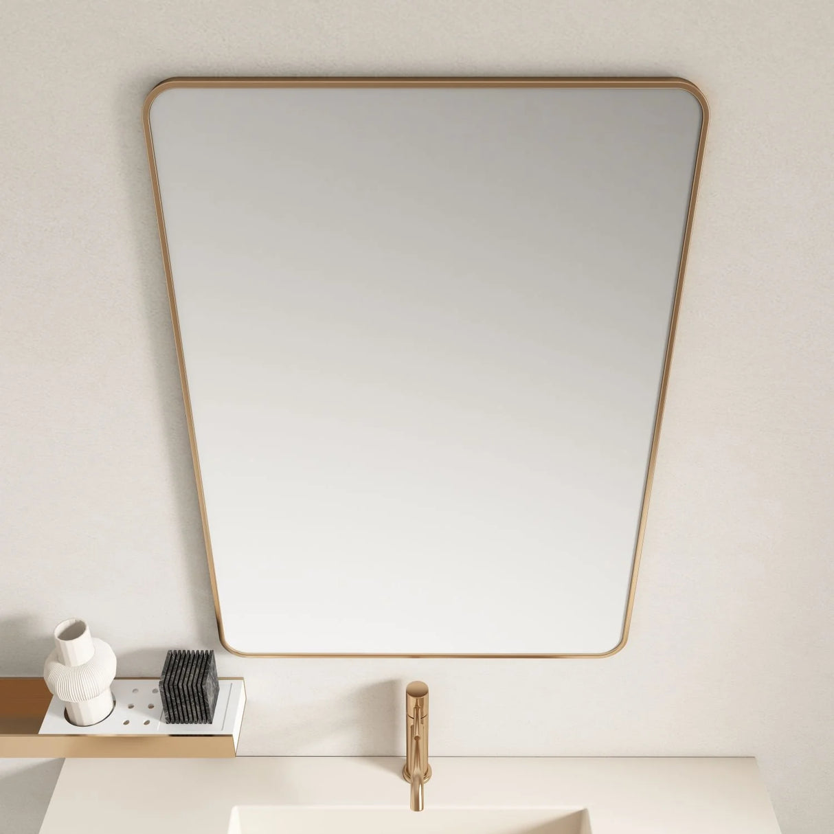 Aluminum Framed Rectangular Mirror 600x750mm - Brushed Gold