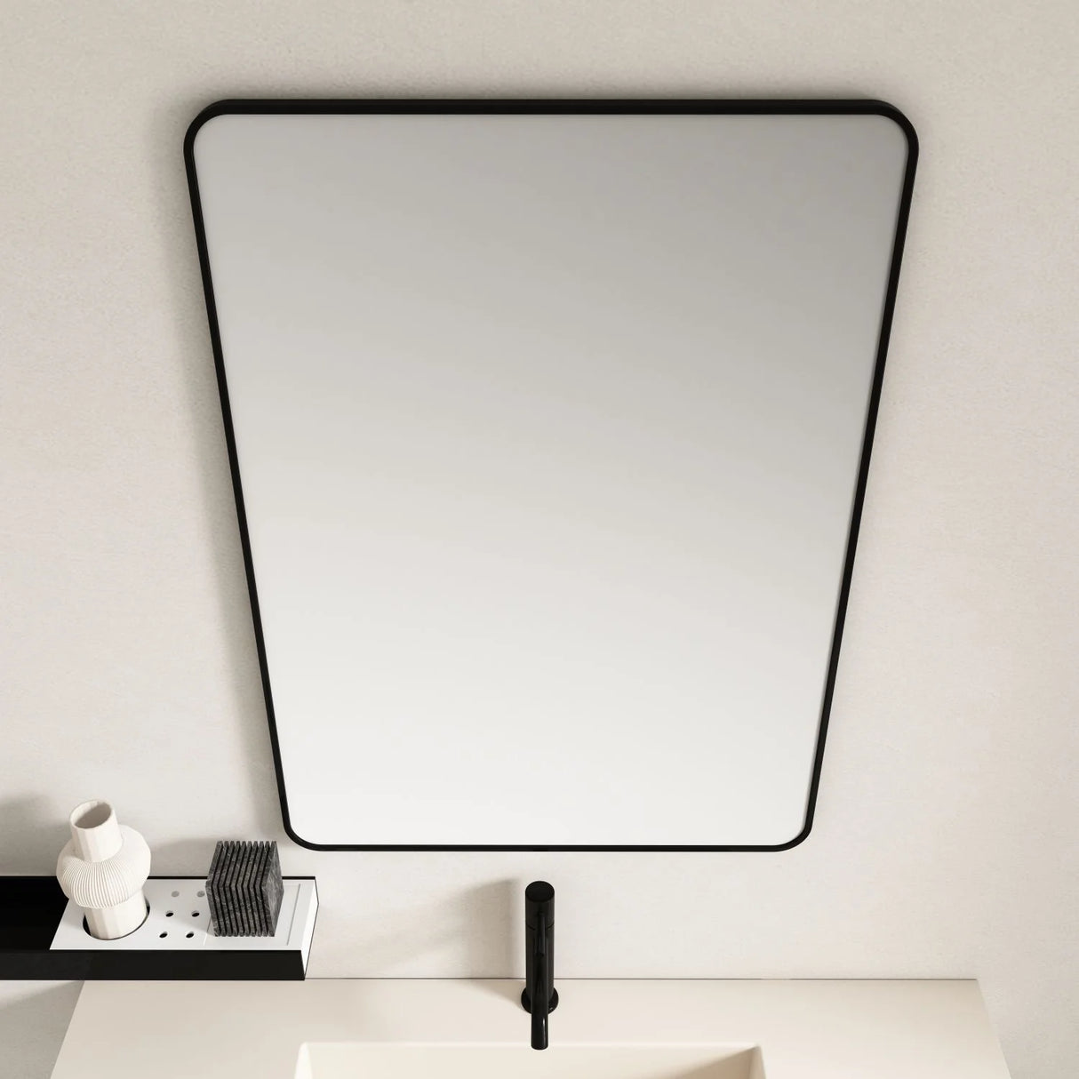 Aluminum Framed Rectangular Mirror 900x750mm - Matte Black