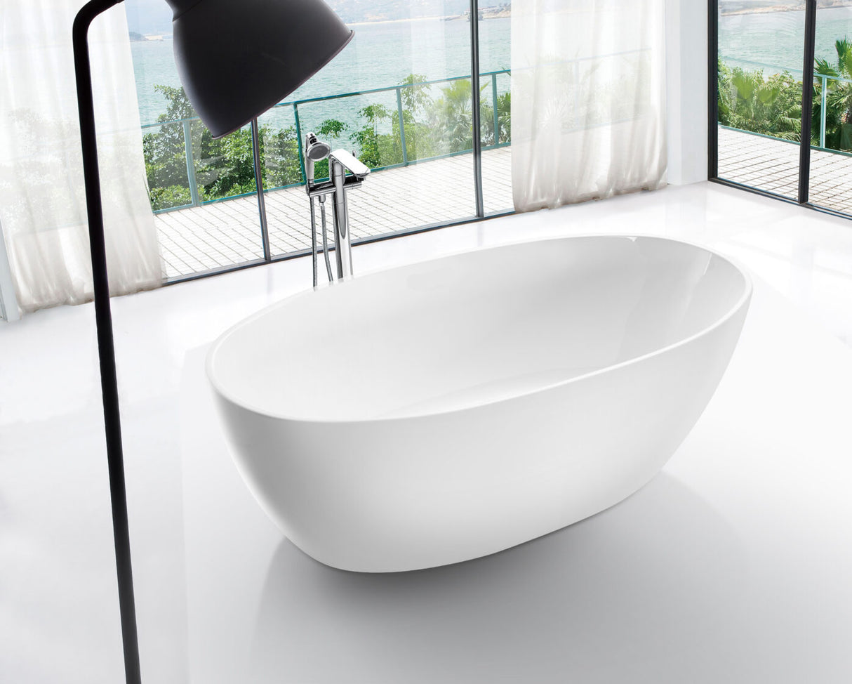 HAMILTON Gloss White Free Standing Bathtub with Non-Overflow (1700mm)