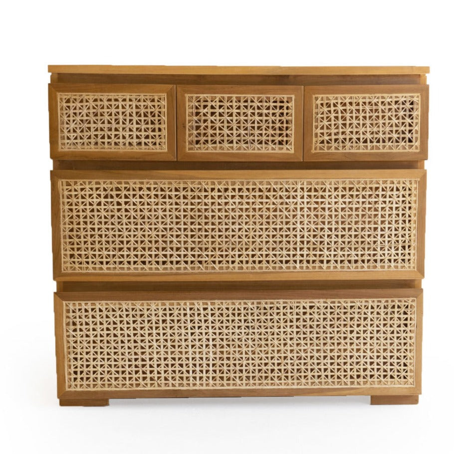 Fern Chest Of Teak Drawers – Five Drawer - 0.9m