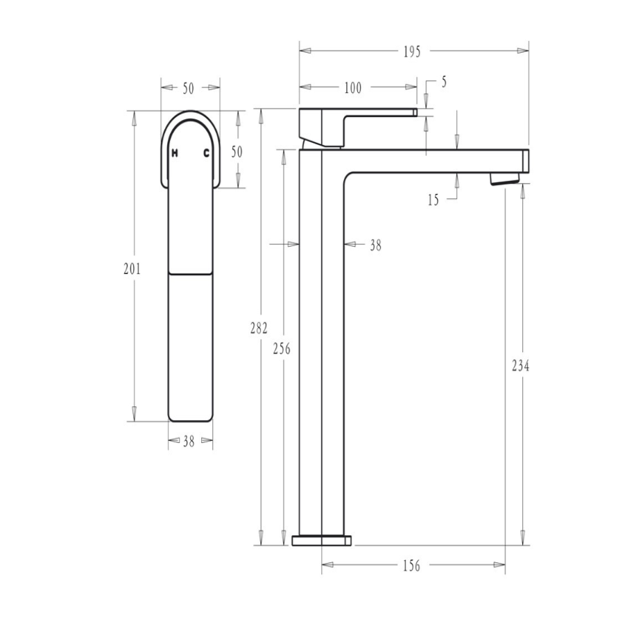 Flores Straight Spout Tall Basin Mixer