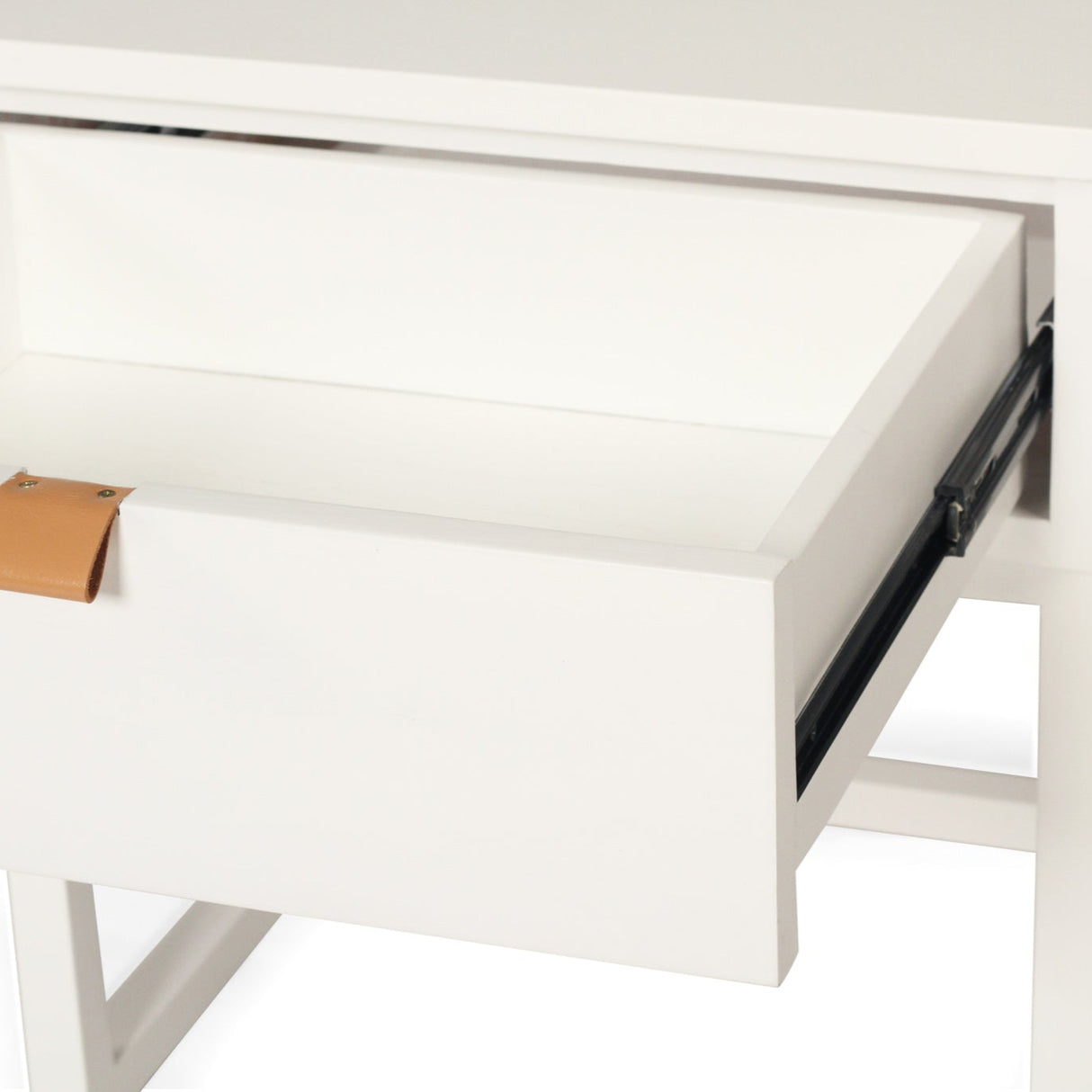 Flynn Teak Bedside Table - White - 0.55m