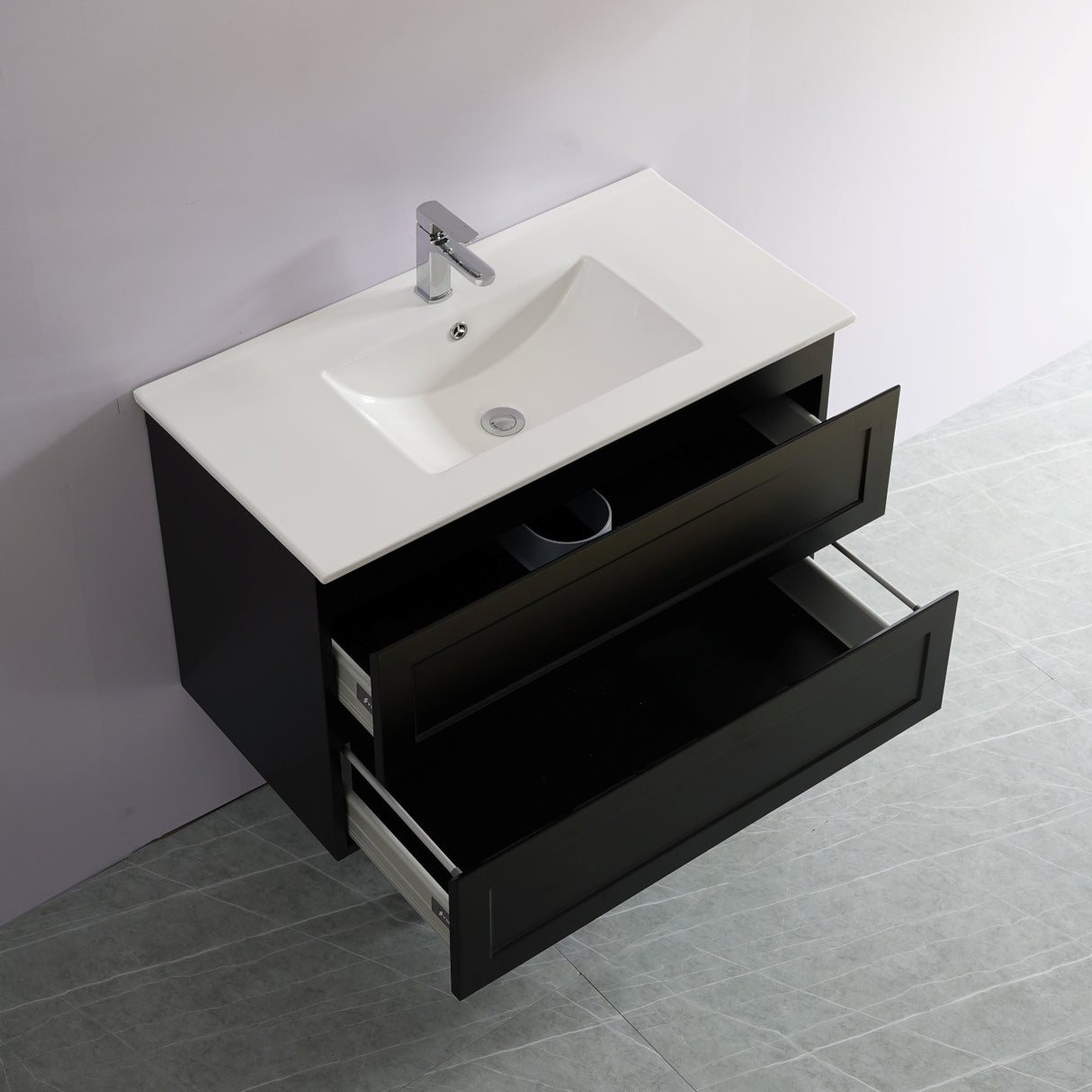 Fremantle PVC Wall Hung Cabinet Vanity 900mm (Matte Black)