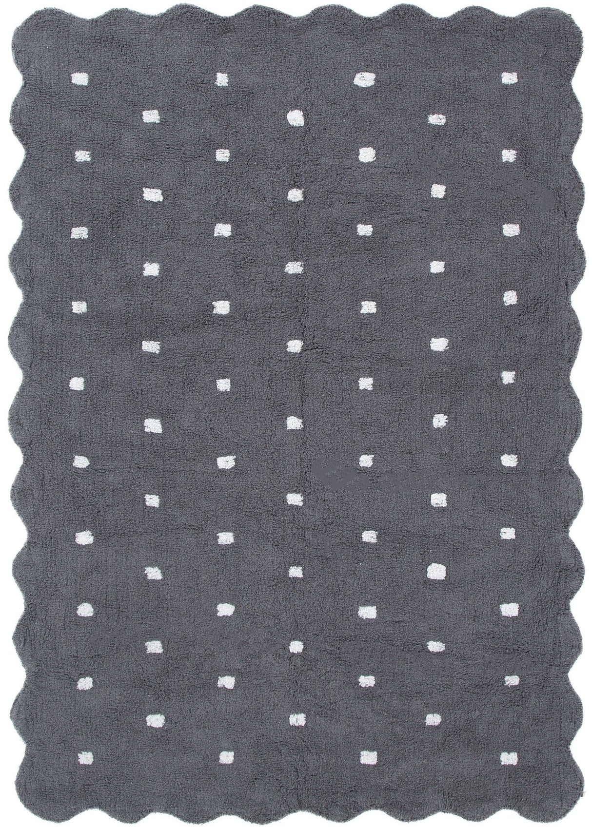 Mellow Rectangle Scalloped Kids Rug Grey: New Arrival
