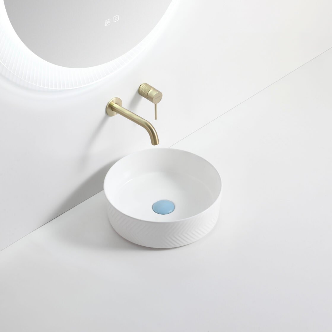ABS Gloss White Diagonal Pattern Basin (Round: 360x360x120)
