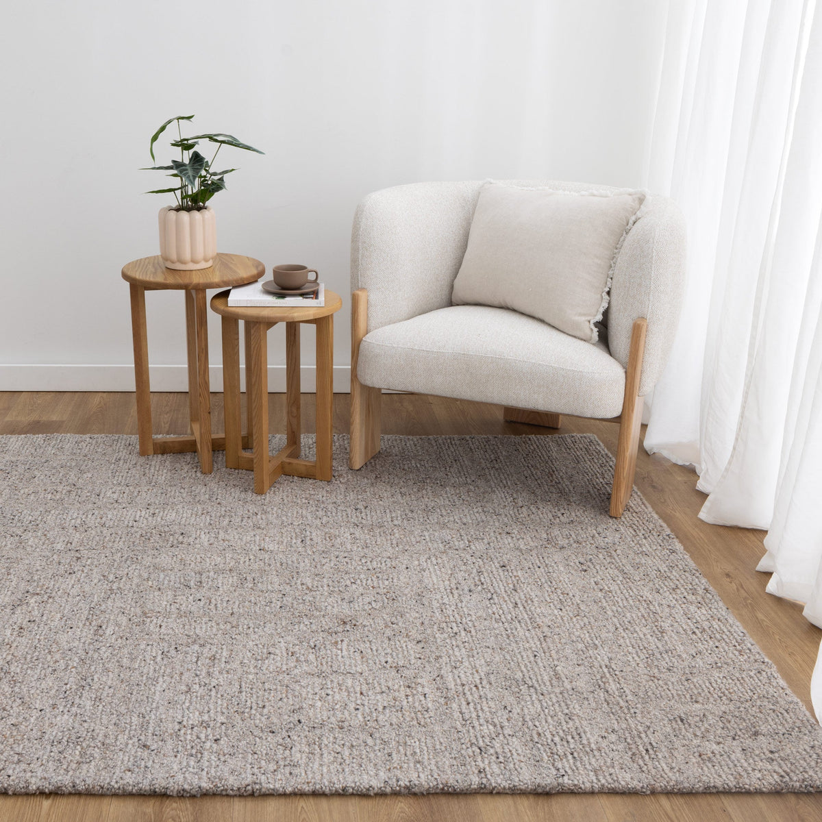Seren Greige Modern Wool Rug