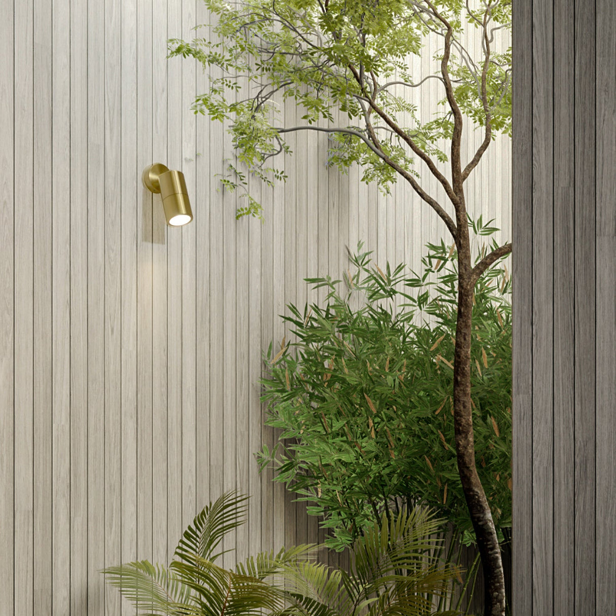 GU10 Exterior Wall Pillar Spot Lights (Solid Polished Brass) IP65