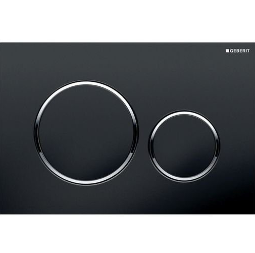Geberit Sigma20 Flush Plate – Black Finish, Chrome Trim