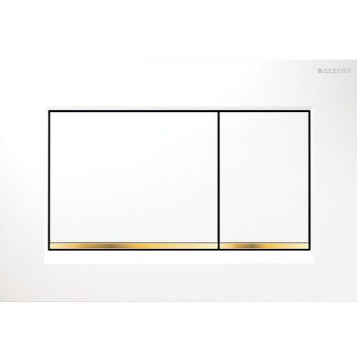 Geberit Sigma30 Flush Plate – White Finish, Gold Trim