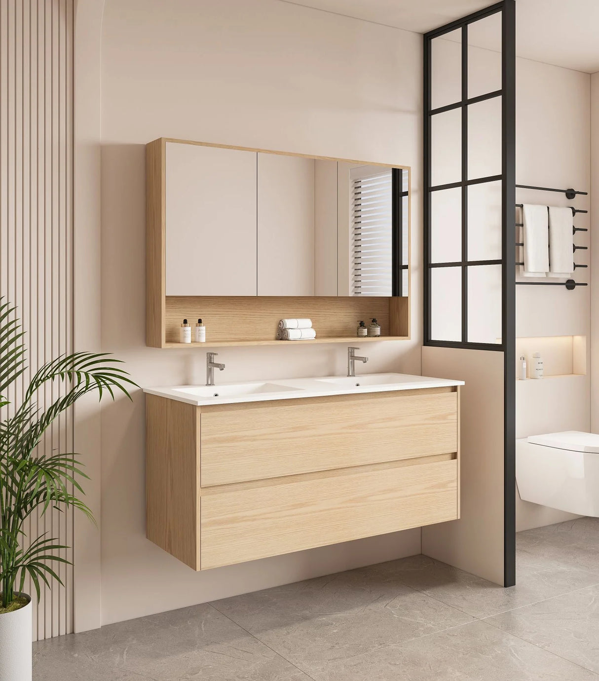 HERA MDF Wall Hung Vanity Cabinet Tas Oak (All Sizes)