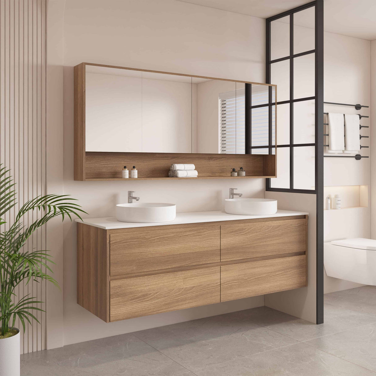 HERA MDF Wall Hung Vanity Cabinet Elegant Oak (All Sizes)