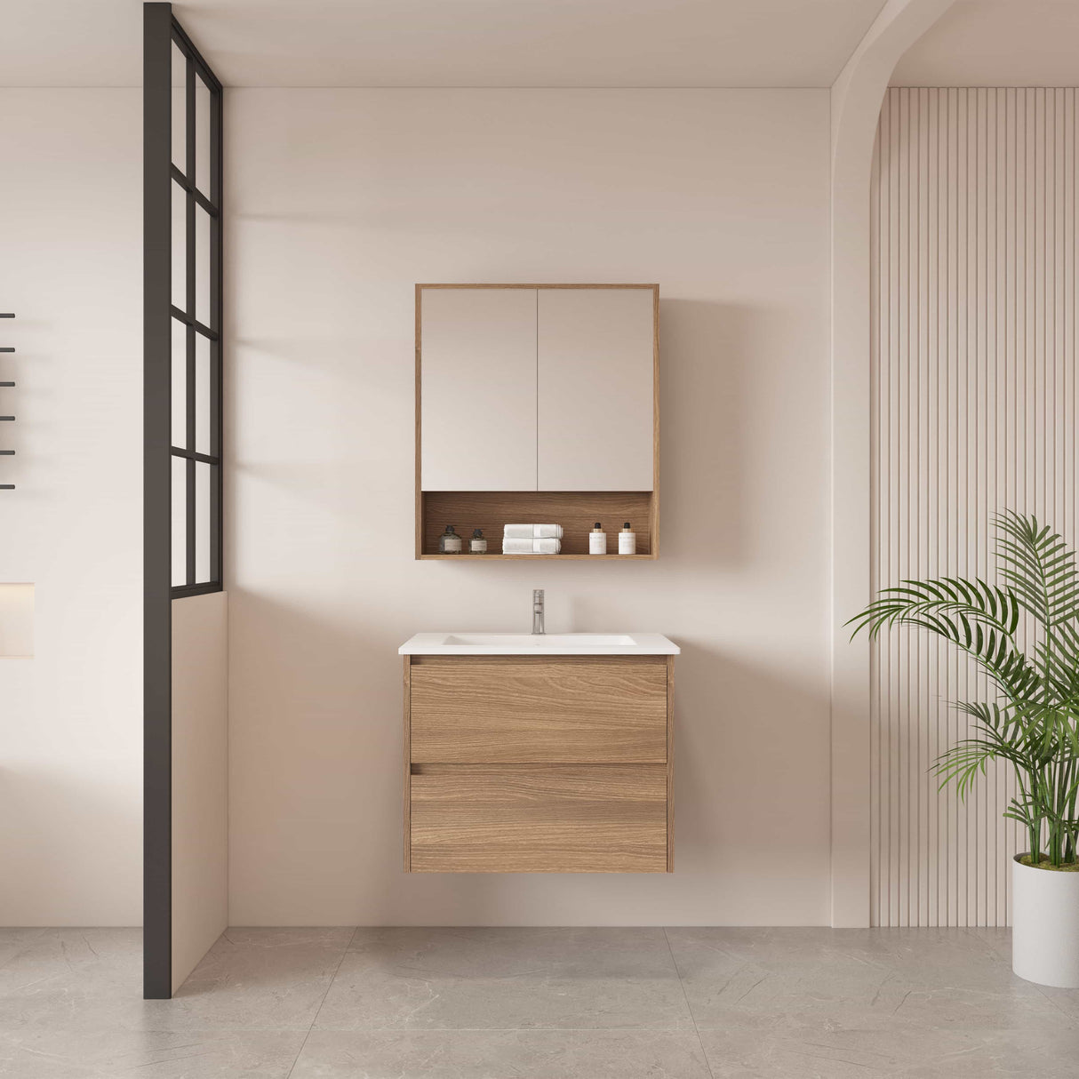 HERA MDF Wall Hung Vanity Cabinet Elegant Oak (All Sizes)