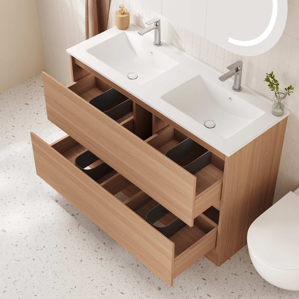 HERA Floor Standing Vanity Cabinet Elegant Oak
