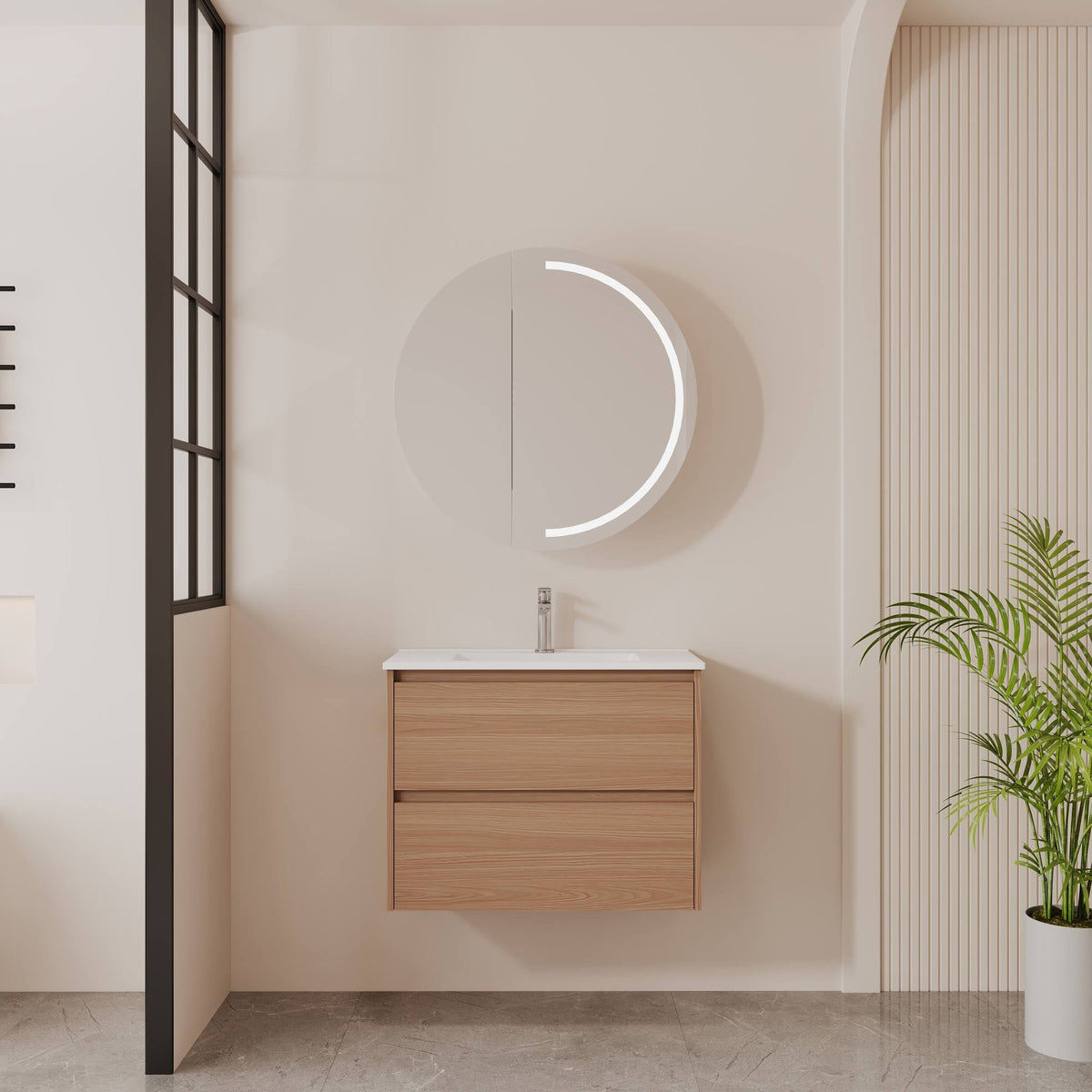 HERA MDF SLIM Wall Hung Vanity Cabinet Elegant Oak