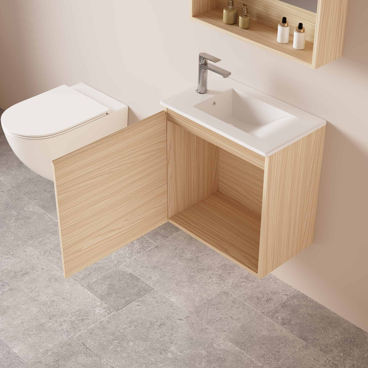 HERA MDF SLIM Wall Hung Vanity Cabinet Tas Oak
