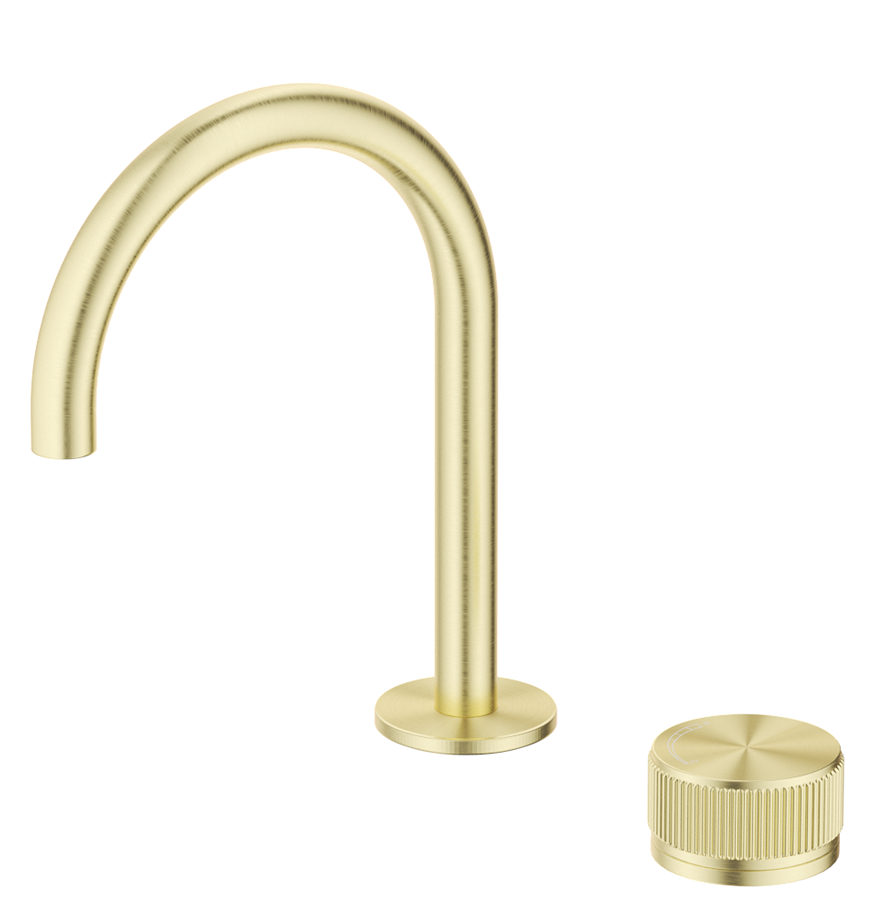Mica Fluted Gooseneck Hob Basin Mixer Set