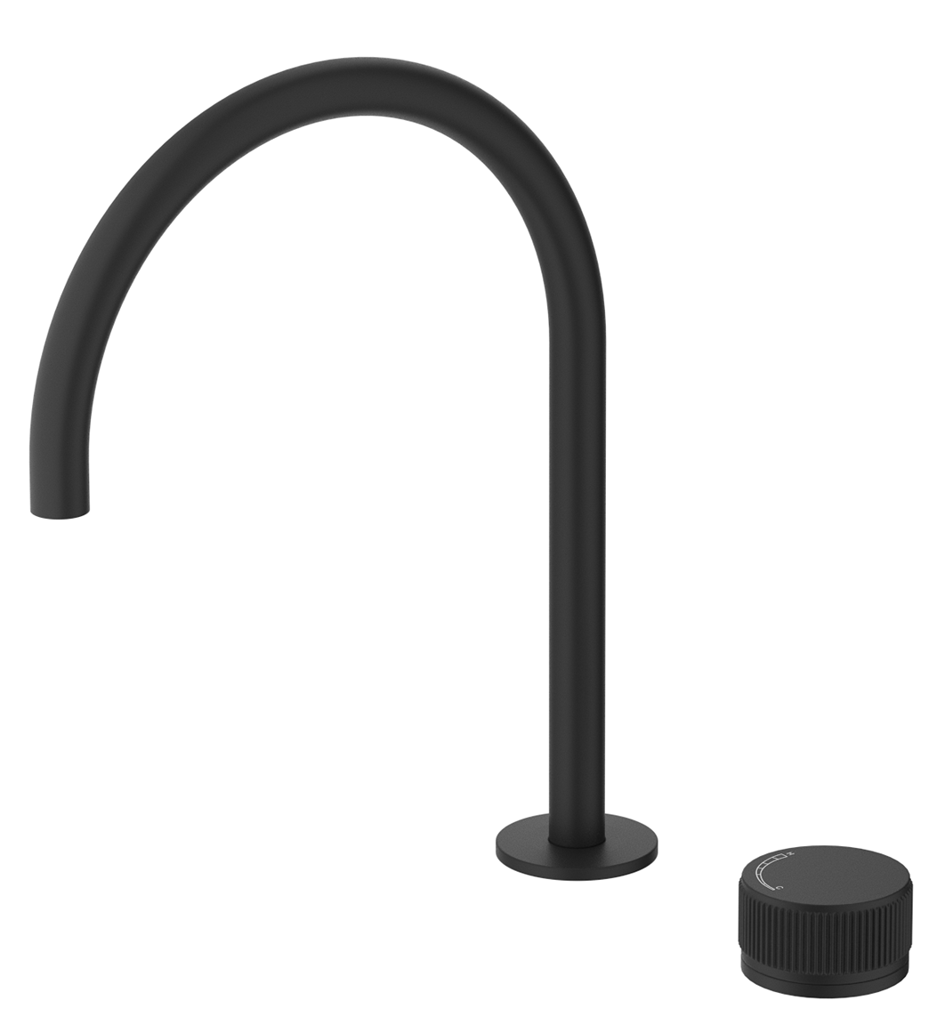Mica fluted gooseneck hob sink/basin mixer set