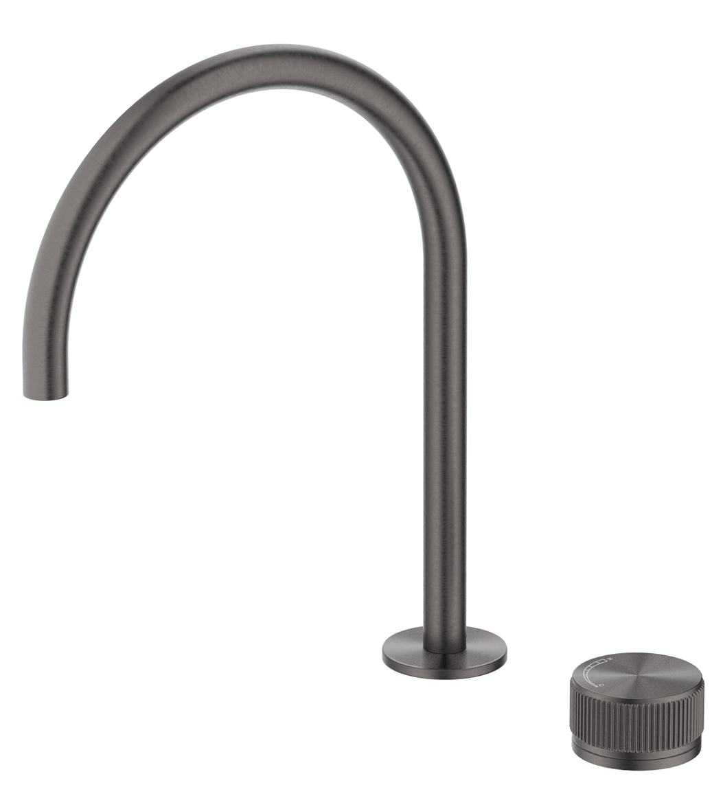 Mica fluted gooseneck hob sink/basin mixer set