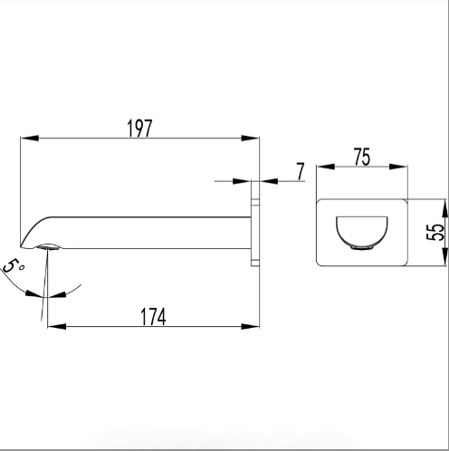 Kara Bath Spout Curved Tip
