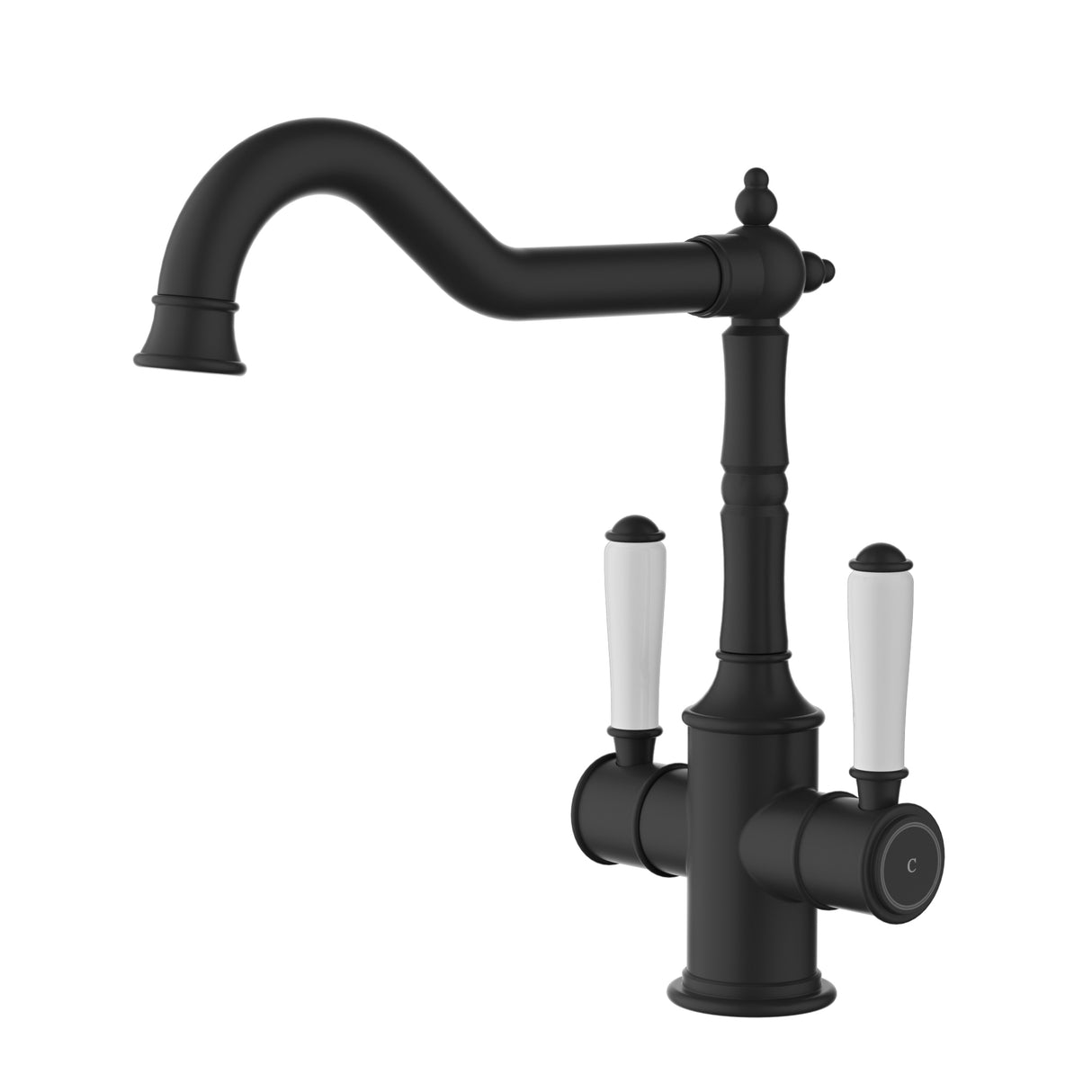Clasico Twin Handle Sink mixer Ceramic Handle - Matte Black