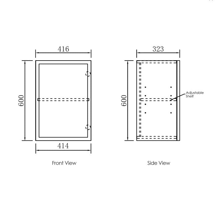Hampshire Black Laundry Wall Cabinet (415x322x600) Drawing
