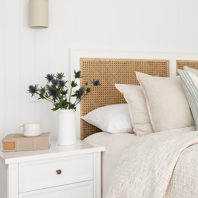 Hampton Cane Bedside Table – 3 Drawer – Whitley - 0.57m