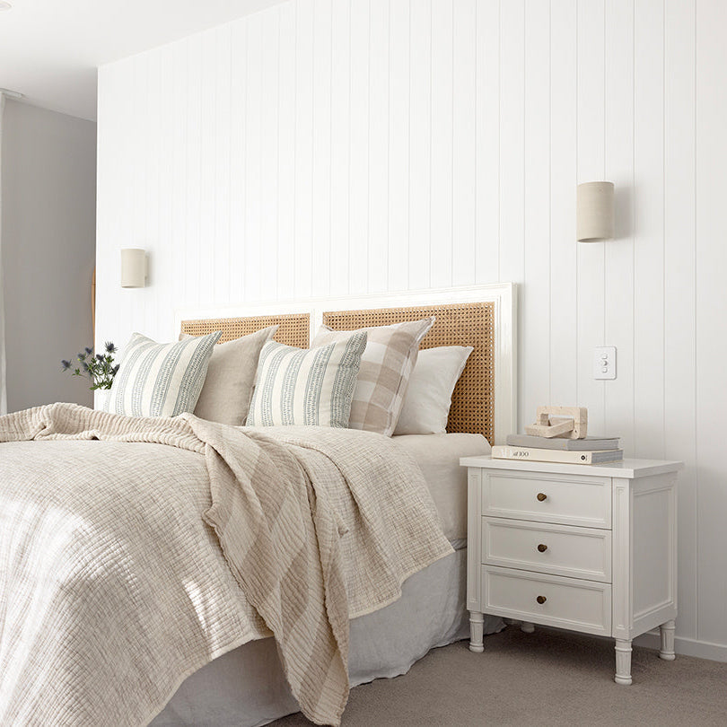 Hampton Cane Bedside Table – 3 Drawer – Whitley - 0.57m