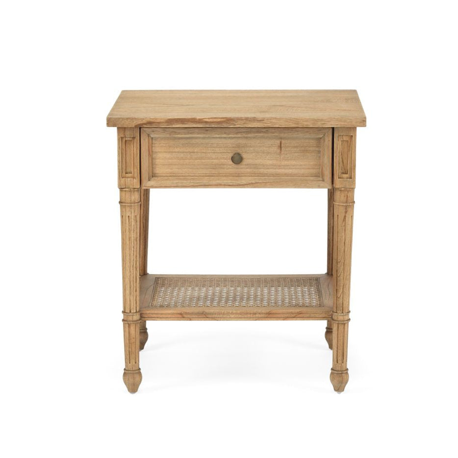Hampton Cane Cedar Bedside Table – Weathered Oak - 0.57m