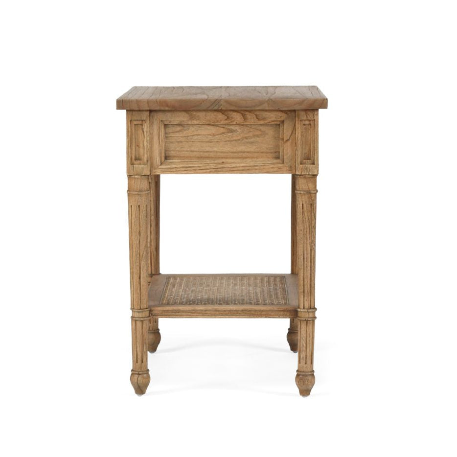 Hampton Cane Cedar Bedside Table – Weathered Oak - 0.57m