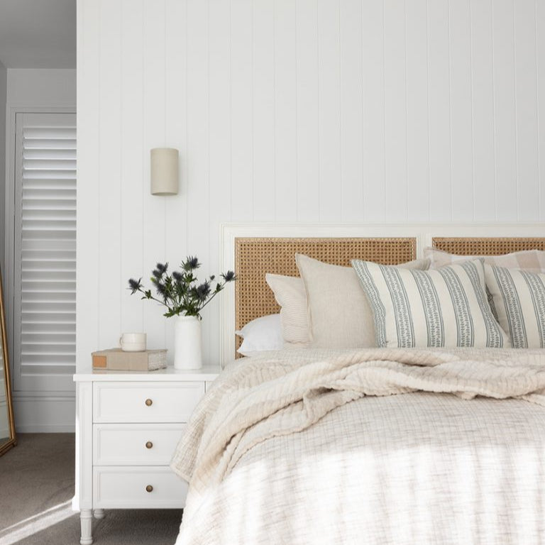 Hampton Cane Mahogany Bedhead - Queen - White - 1.22m
