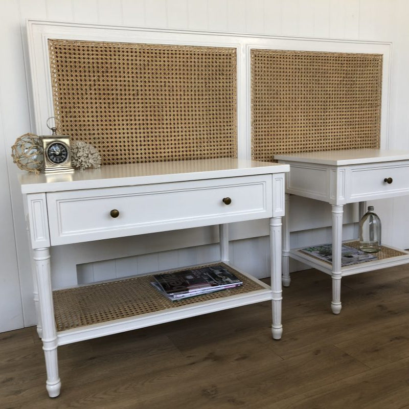 Hampton Cane Mahogany Bedhead - Queen - White - 1.22m