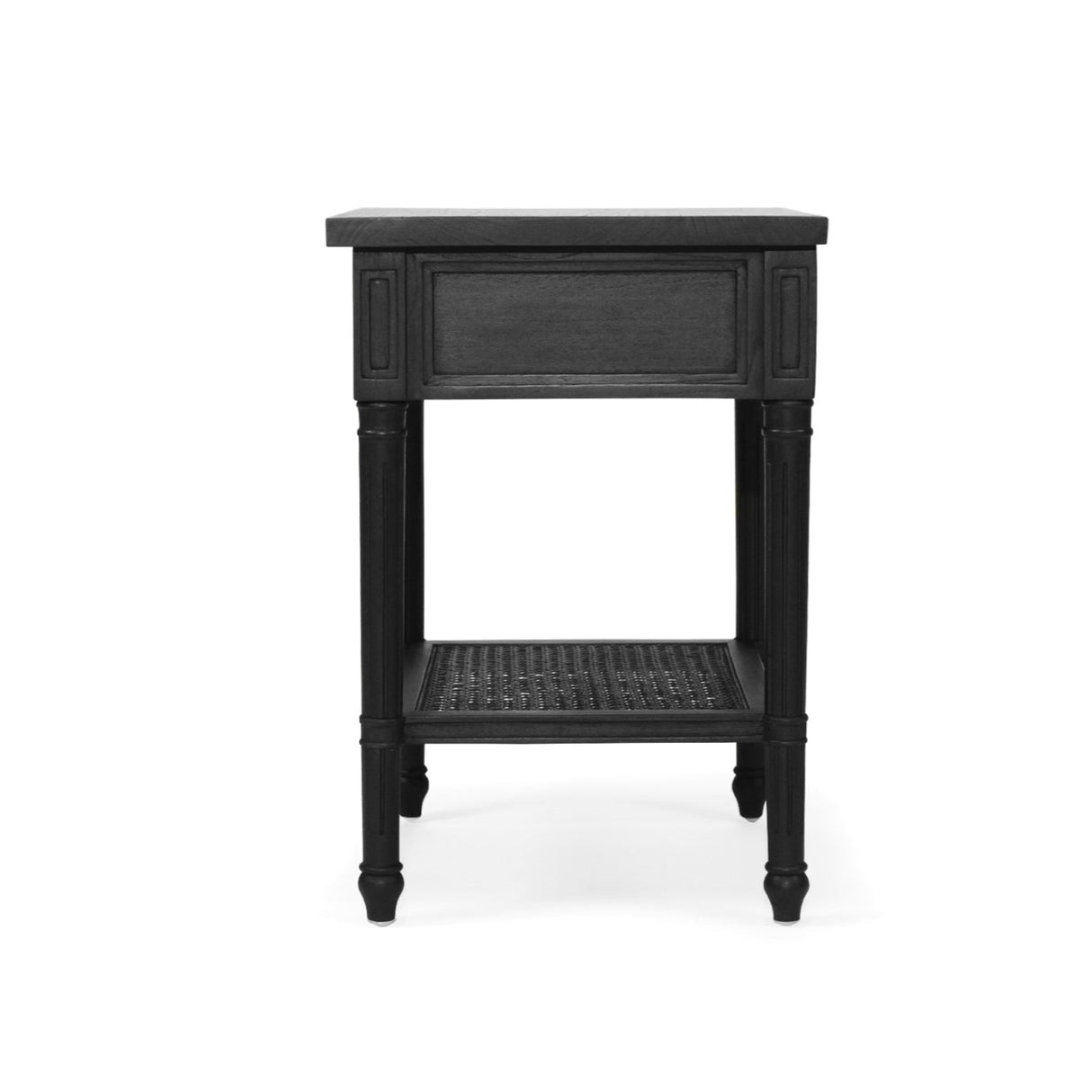 Hampton Cane Mindi Wood Bedside Table – Black - 0.57m