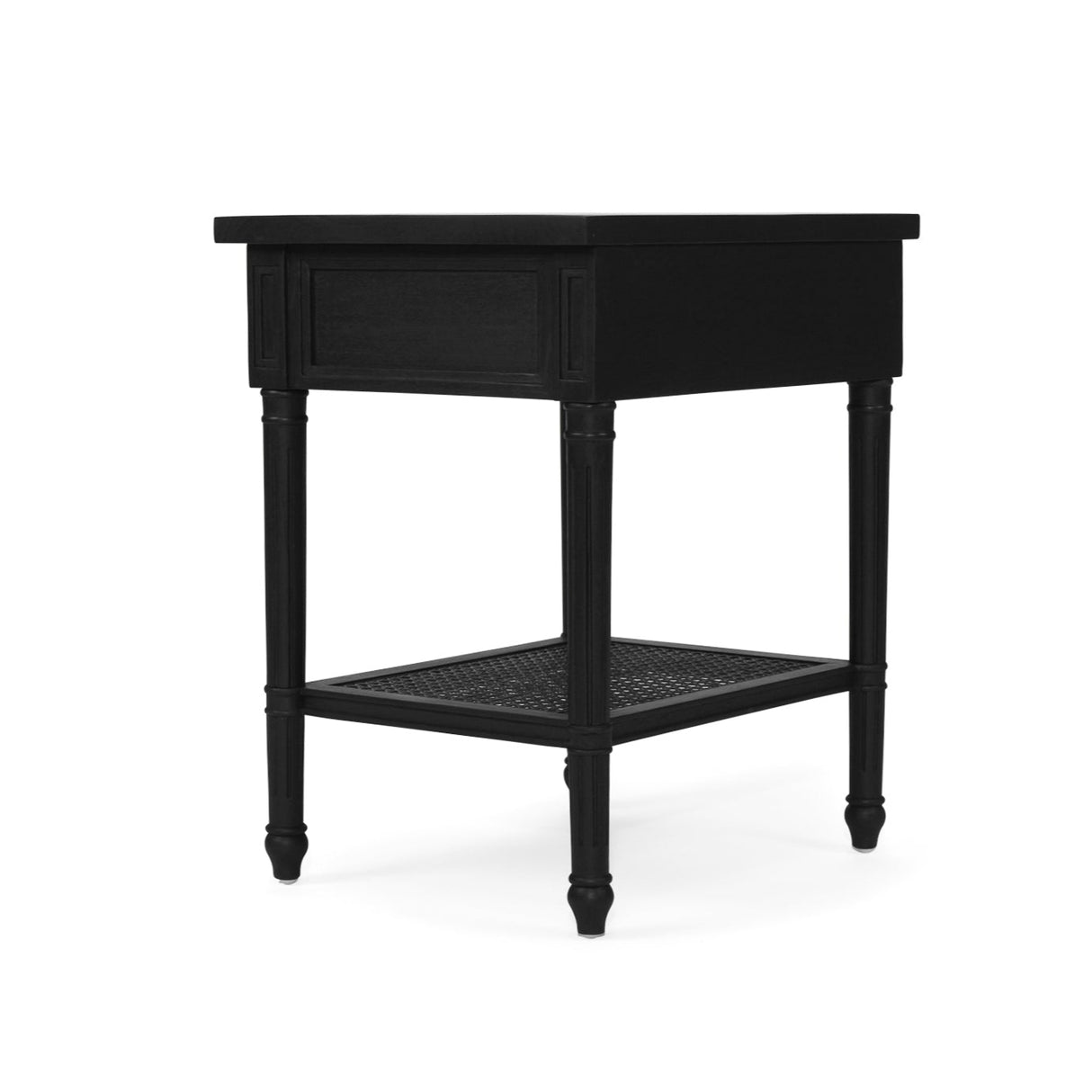 Hampton Cane Mindi Wood Bedside Table – Black - 0.57m