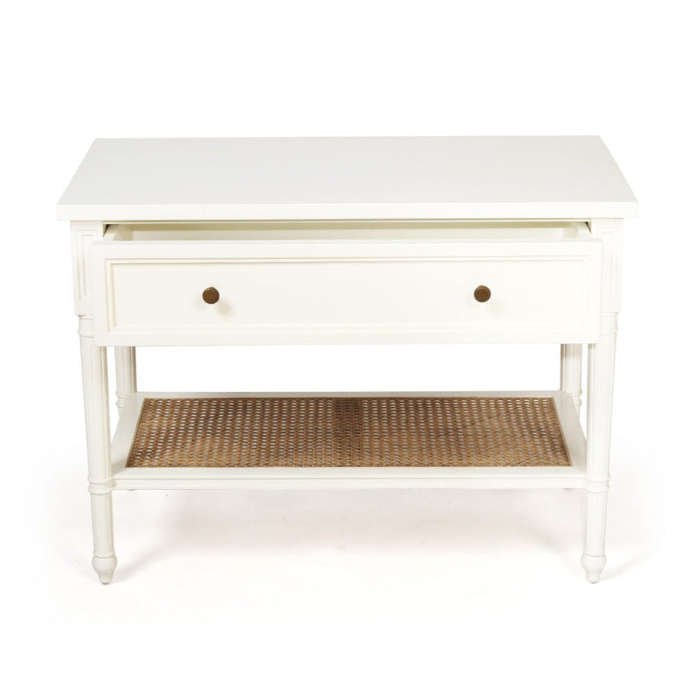 Hampton Cane Nightstand / Mahogany Bedside – White - 0.91m