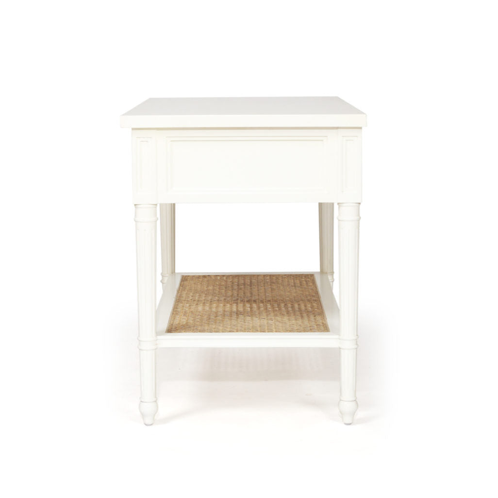 Hampton Cane Nightstand / Mahogany Bedside – White - 0.91m