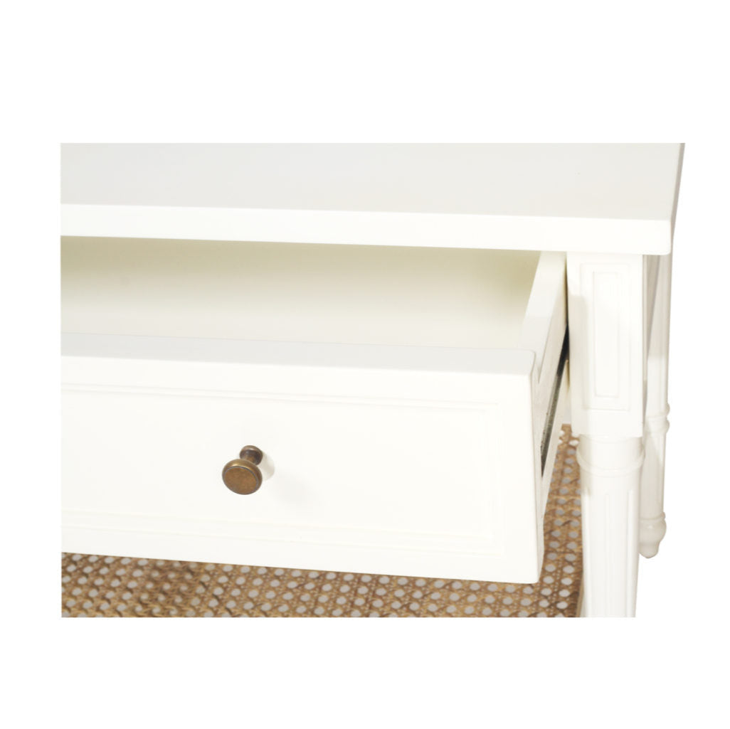 Hampton Cane Nightstand / Mahogany Bedside – White - 0.91m